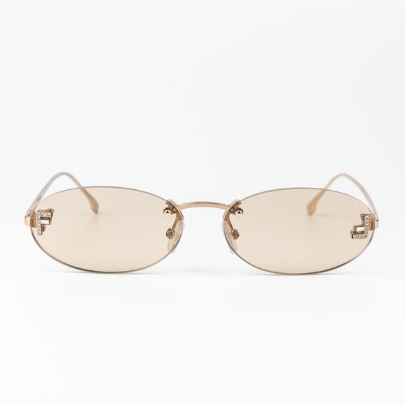 Fendi FIRST CRYSTAL Women Sunglasses Rose Brown Oval FE4075US 28Y NEW AUTHENTIC - Picture 2 of 12